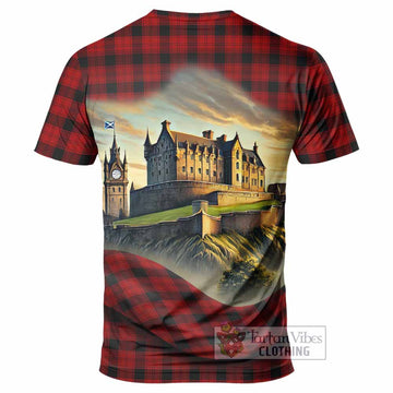 Ewing Tartan Family Crest T-Shirt with Scottish Ancient Castle Style - Tartan Vibes Clothing