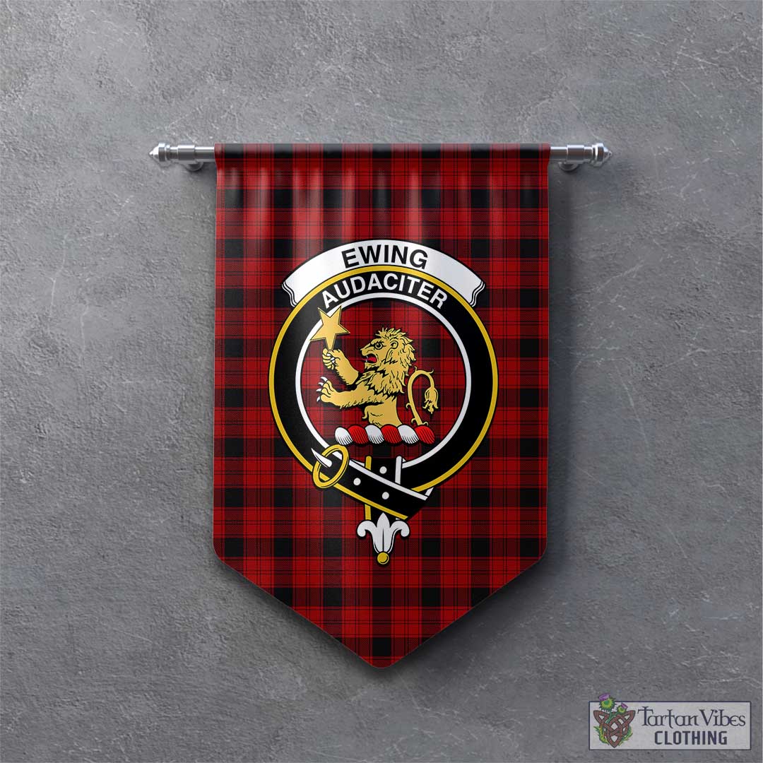 Tartan Vibes Clothing Ewing Tartan Gonfalon, Tartan Banner with Family Crest