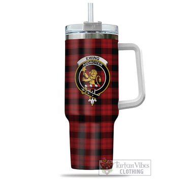 Ewing Tartan Tumbler with Handle with Family Crest - Tartan Vibes Clothing