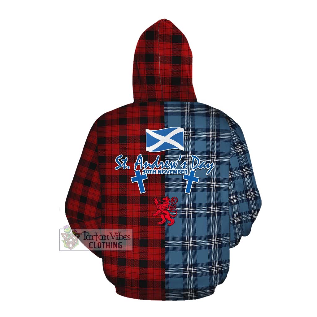 Tartan Vibes Clothing Ewing Tartan Cotton Hoodie Happy St. Andrew's Day Half Tartan Style