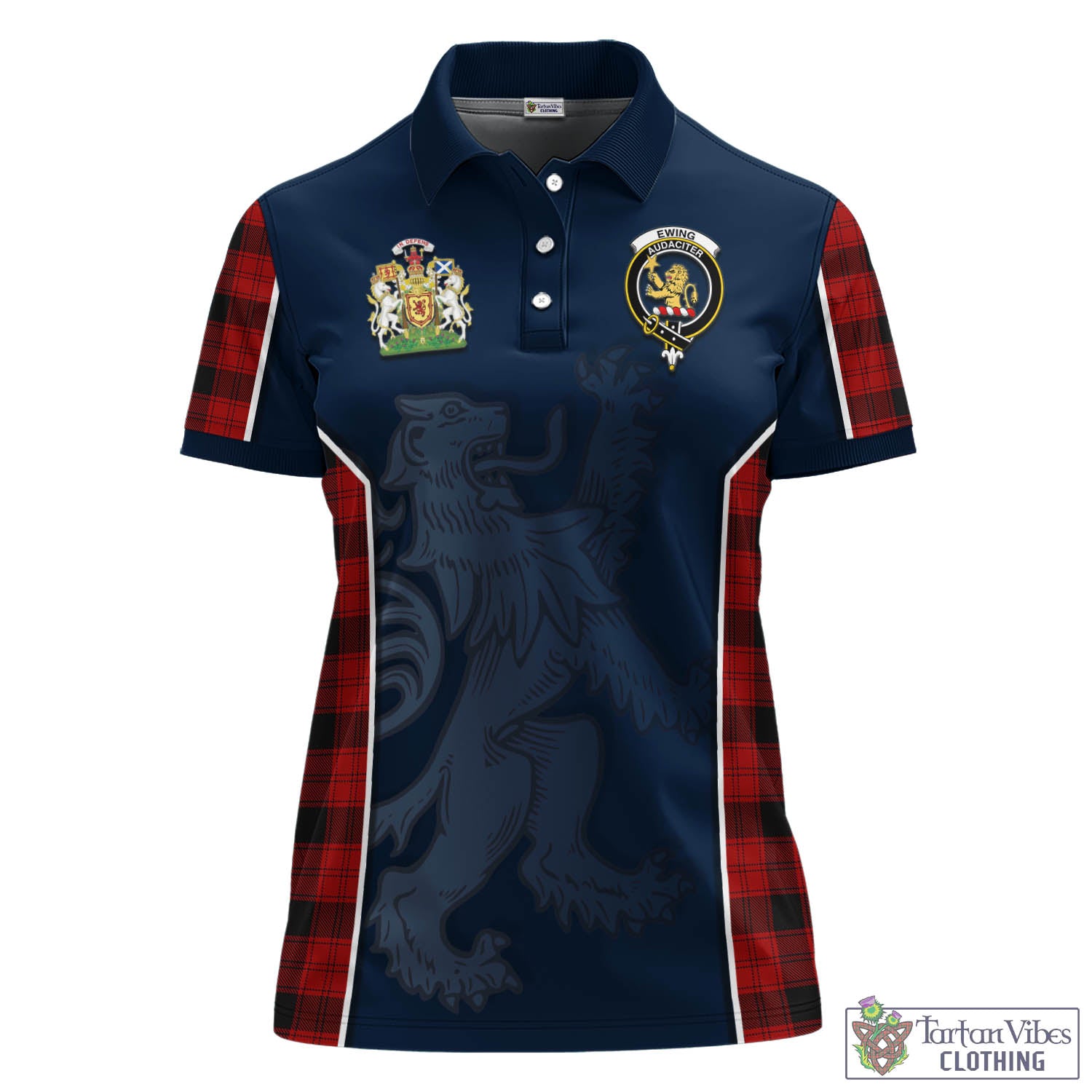 Ewing Tartan Women's Polo Shirt with Family Crest and Lion Rampant Vibes Sport Style - Tartan Vibes Clothing