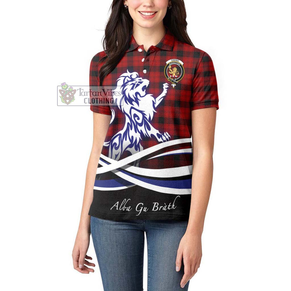 Ewing Tartan Women's Polo Shirt with Alba Gu Brath Regal Lion Emblem - Tartanvibesclothing Shop