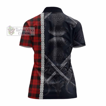 Ewing Tartan Women's Polo Shirt with Family Crest Cross Sword Thistle Celtic Vibes