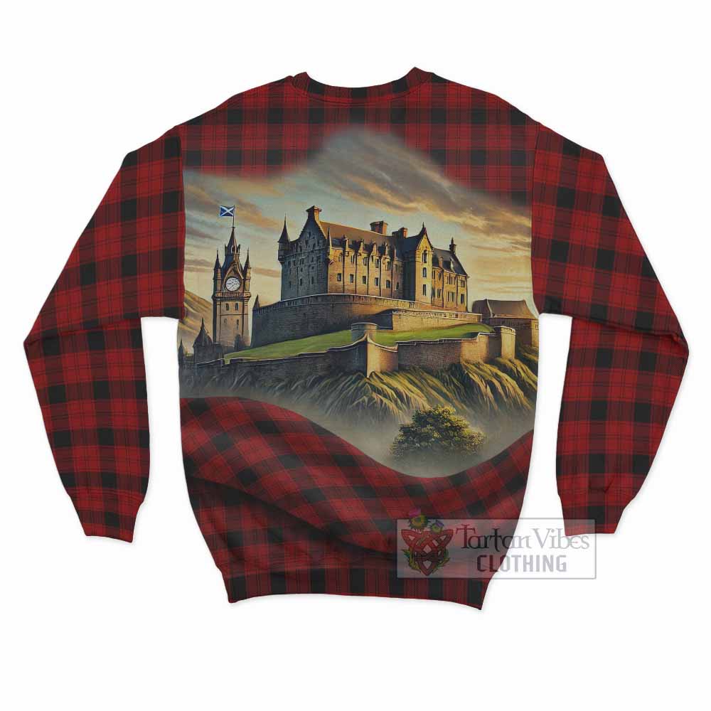 Ewing Tartan Family Crest Sweatshirt with Scottish Ancient Castle Style - Tartan Vibes Clothing