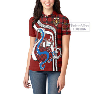 Ewing Tartan Women's Polo Shirt with Epic Bagpipe Style