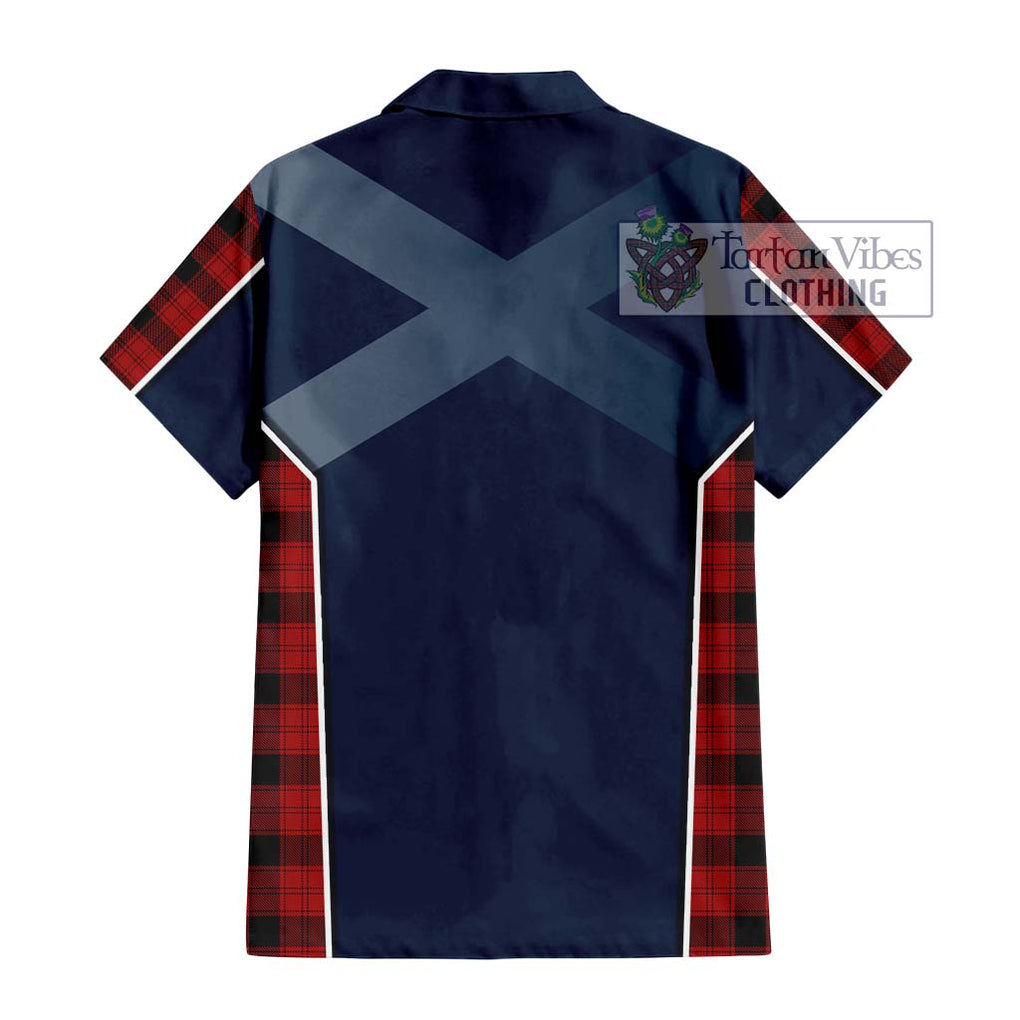 Ewing Tartan Short Sleeve Button Shirt with Family Crest and Lion Rampant Vibes Sport Style - Tartan Vibes Clothing