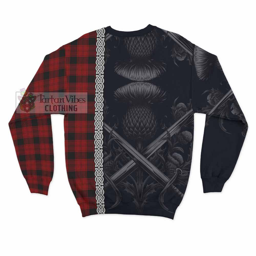 Tartan Vibes Clothing Ewing Tartan Sweatshirt with Family Crest Cross Sword Thistle Celtic Vibes