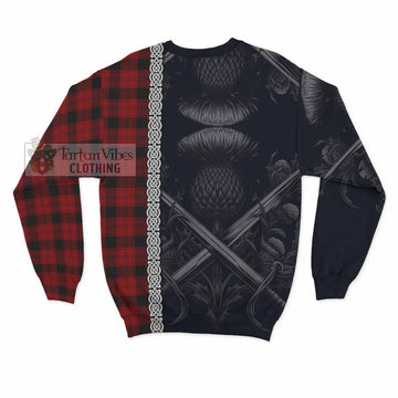 Ewing Tartan Sweatshirt with Family Crest Cross Sword Thistle Celtic Vibes