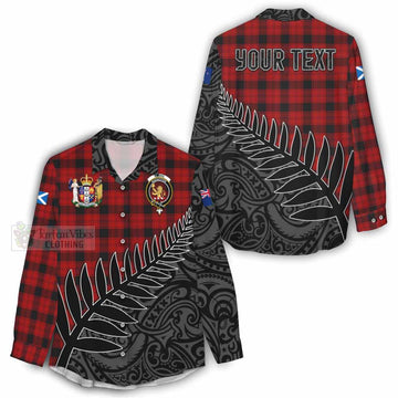 Ewing Crest Tartan Women's Casual Shirt with New Zealand Silver Fern Half Style