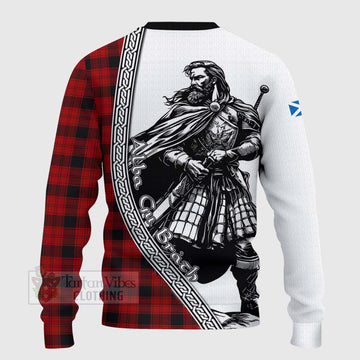 Ewing Tartan Clan Crest Knitted Sweater with Highlander Warrior Celtic Style