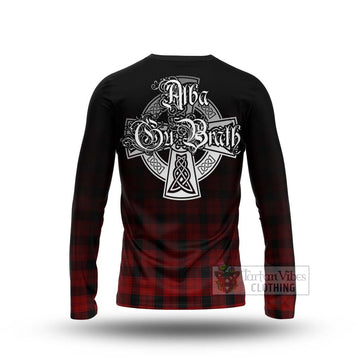 Ewing Tartan Long Sleeve T-Shirt Featuring Alba Gu Brath Family Crest Celtic Inspired