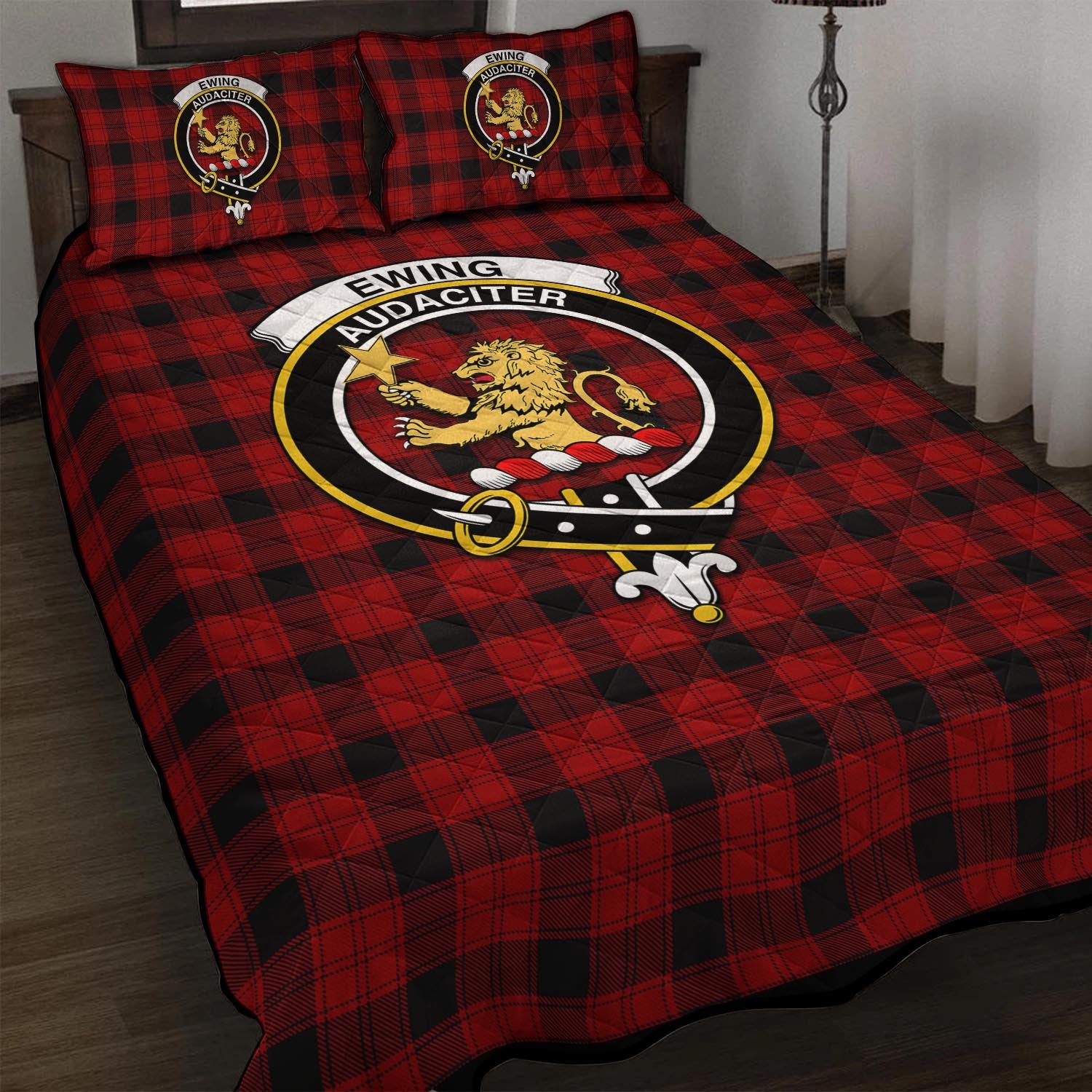 Ewing Tartan Quilt Bed Set with Family Crest - Tartan Vibes Clothing