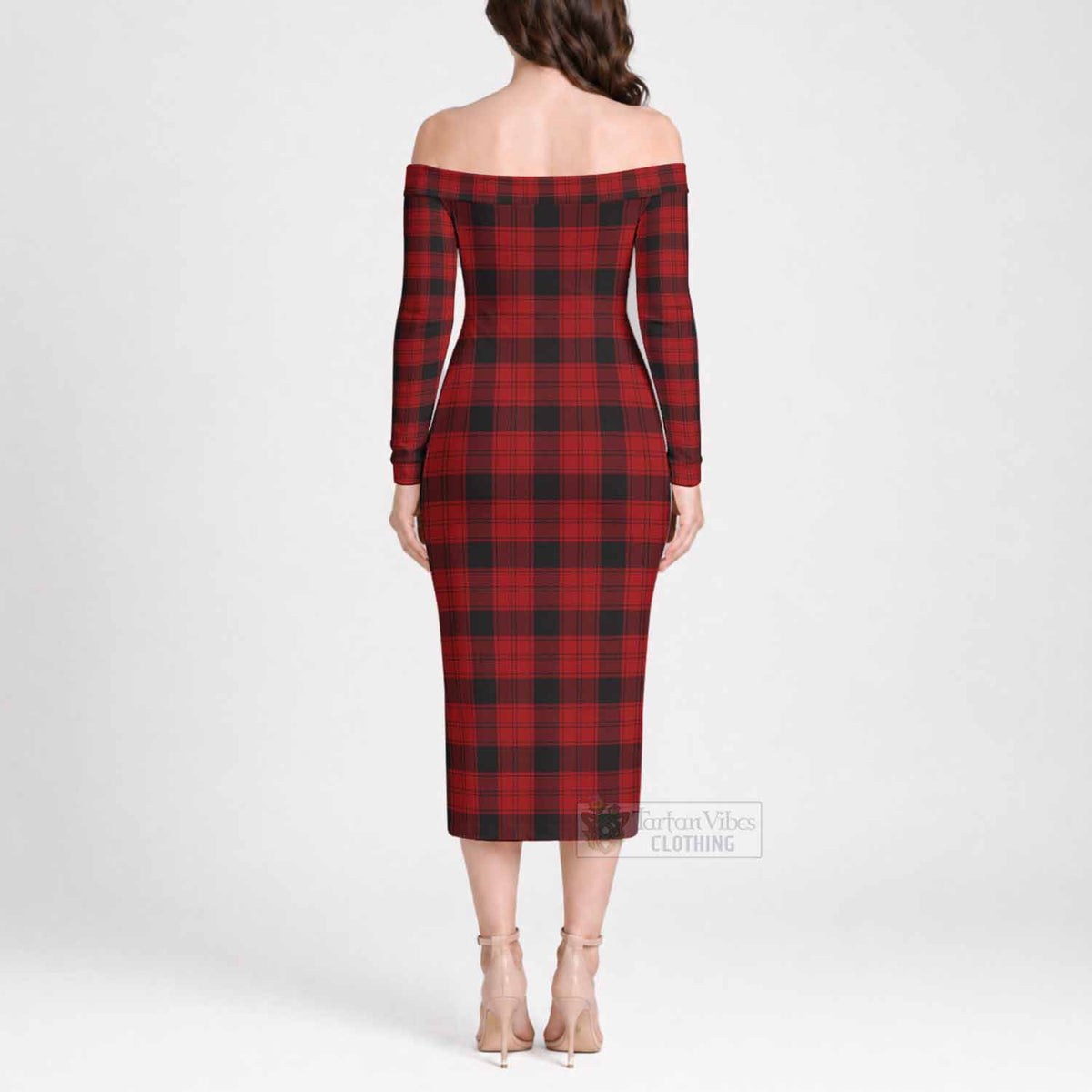 Ewing Tartan Off Shoulder Long Sleeve Dress - Tartan Vibes Clothing