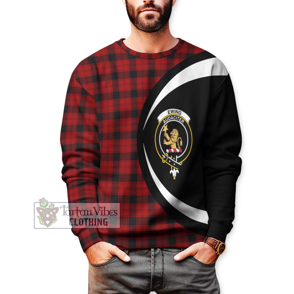 Ewing Tartan Sweatshirt with Family Crest Circle Style - Tartan Vibes Clothing