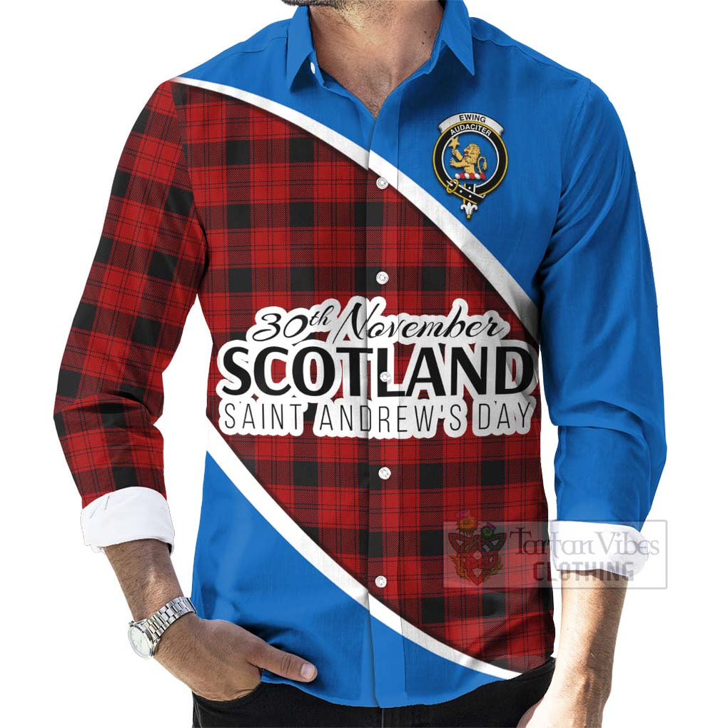 Tartan Vibes Clothing Ewing Family Crest Tartan Long Sleeve Button Shirt Celebrate Saint Andrew's Day in Style