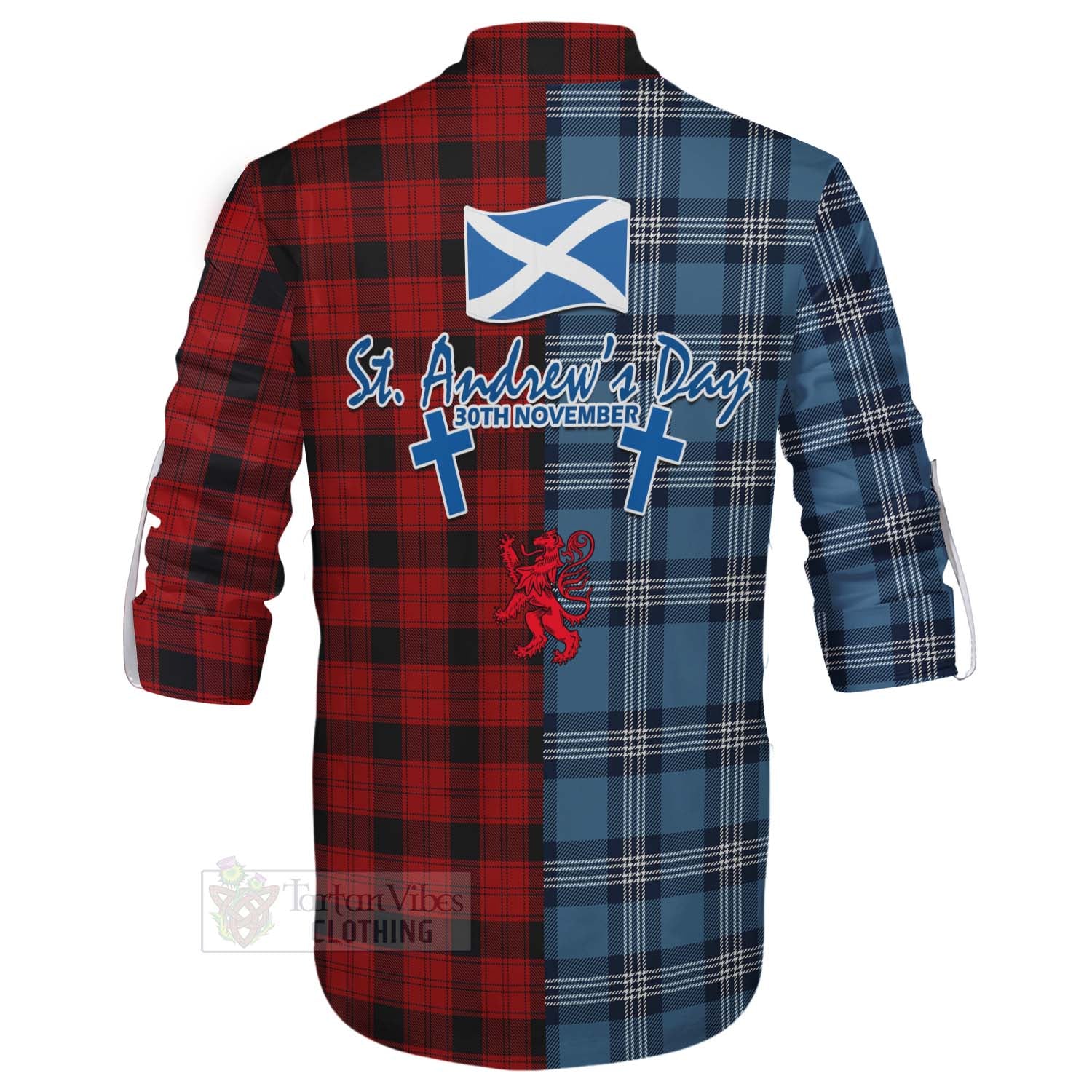 Tartan Vibes Clothing Ewing Tartan Ghillie Kilt Shirt Happy St. Andrew's Day Half Tartan Style