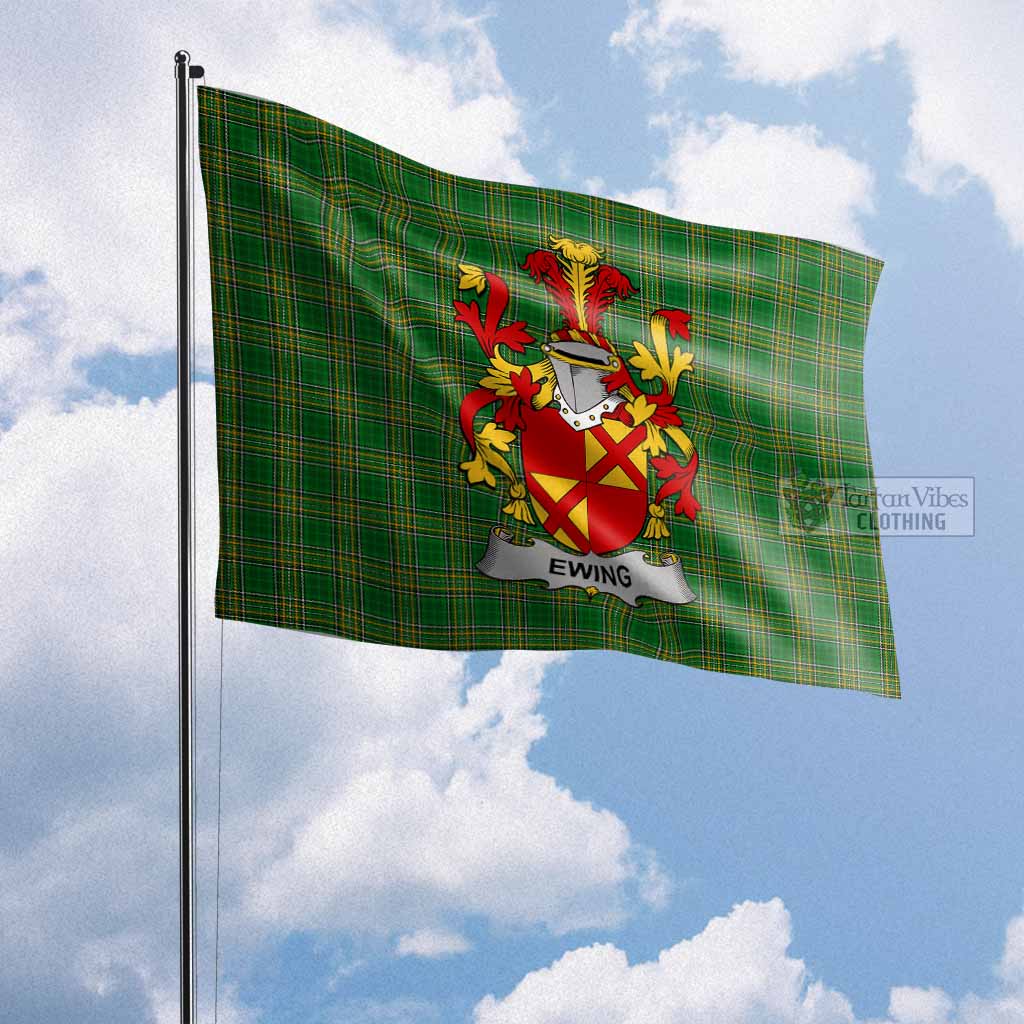 Tartan Vibes Clothing Ewing Irish Clan Flag with Coat of Arms