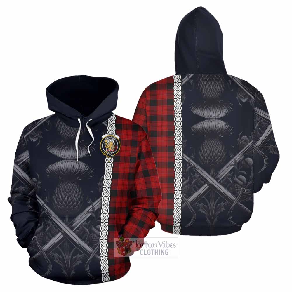 Tartan Vibes Clothing Ewing Tartan Hoodie with Family Crest Cross Sword Thistle Celtic Vibes