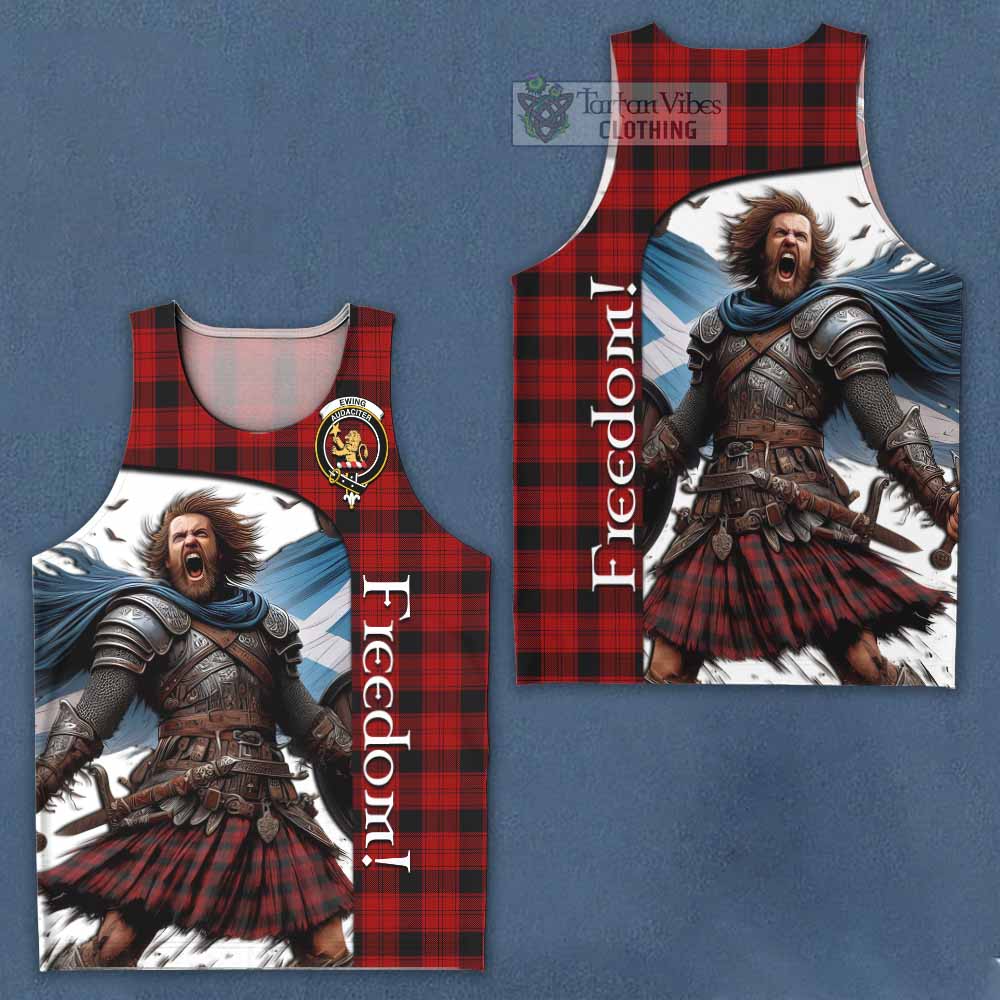 Tartan Vibes Clothing Ewing Crest Tartan Men's Tank Top Inspired by the Freedom of Scottish Warrior