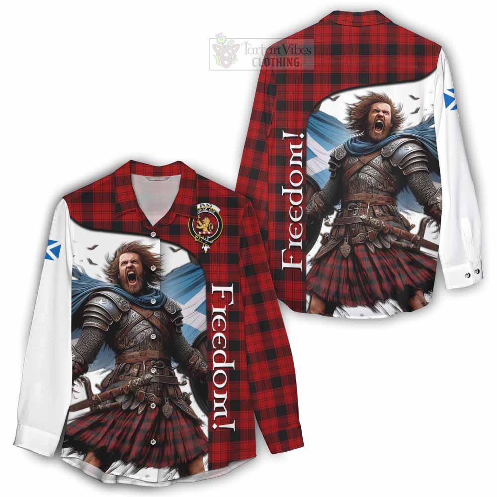 Tartan Vibes Clothing Ewing Crest Tartan Women's Casual Shirt Inspired by the Freedom of Scottish Warrior