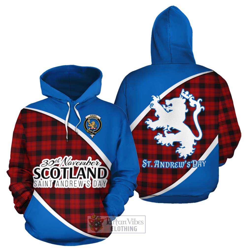 Tartan Vibes Clothing Ewing Family Crest Tartan Cotton Hoodie Celebrate Saint Andrew's Day in Style