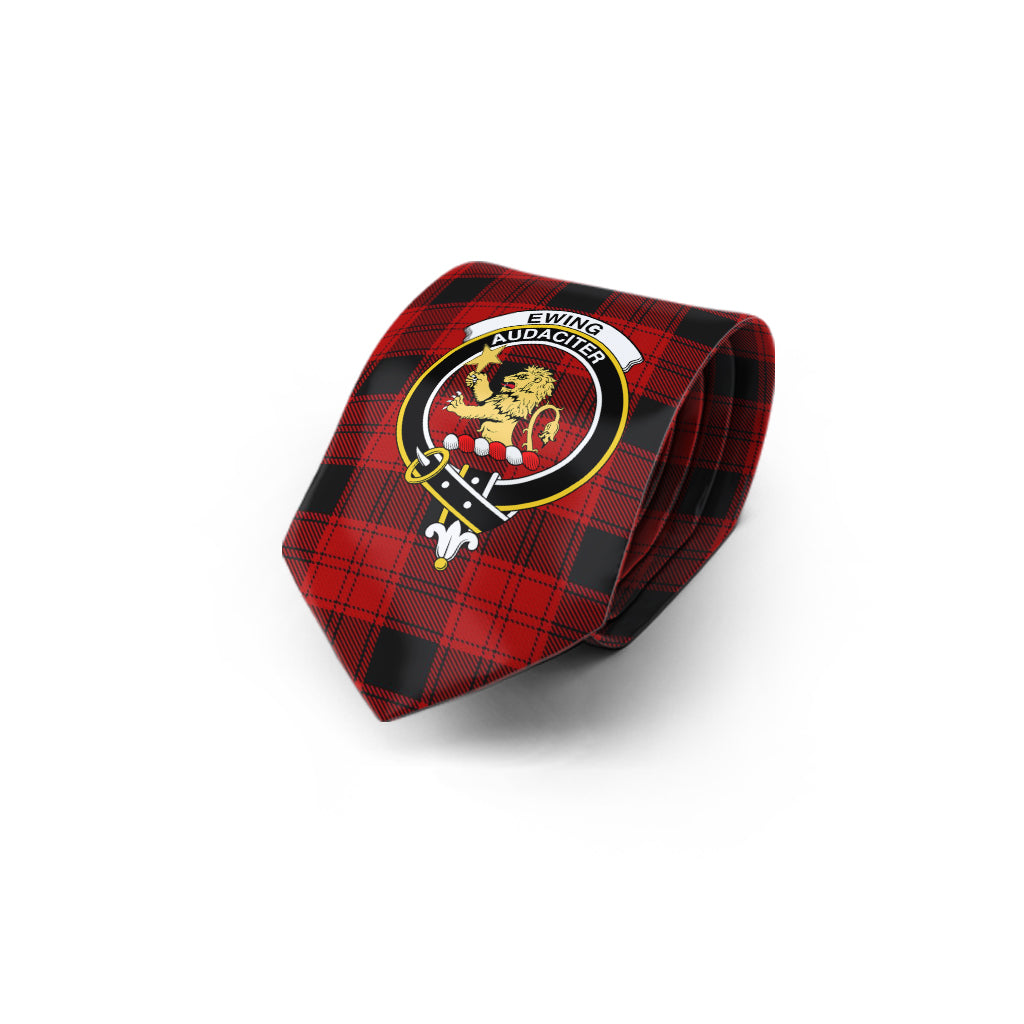 Ewing Tartan Classic Necktie with Family Crest - Tartan Vibes Clothing