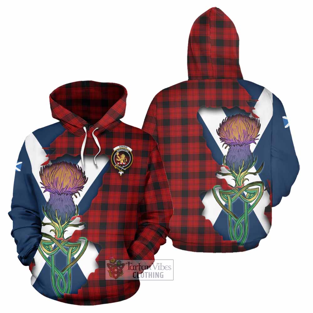 Ewing Tartan Family Crest Hoodie Scottish Thistle Celtic Inspired - Tartan Vibes Clothing