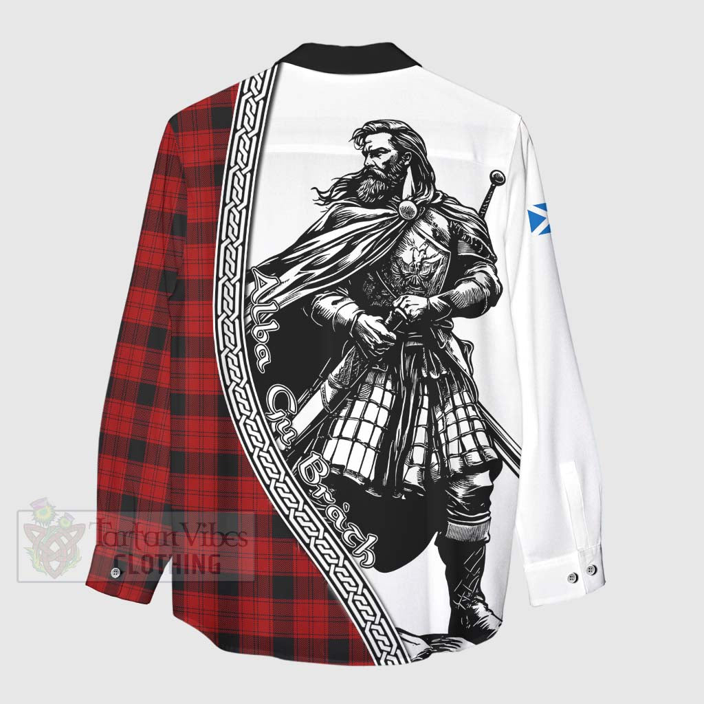 Tartan Vibes Clothing Ewing Tartan Clan Crest Women's Casual Shirt with Highlander Warrior Celtic Style