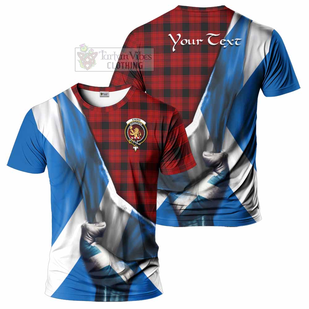 Tartan Vibes Clothing Ewing Tartan T-Shirt with Family Crest Scotland Patriotic Style