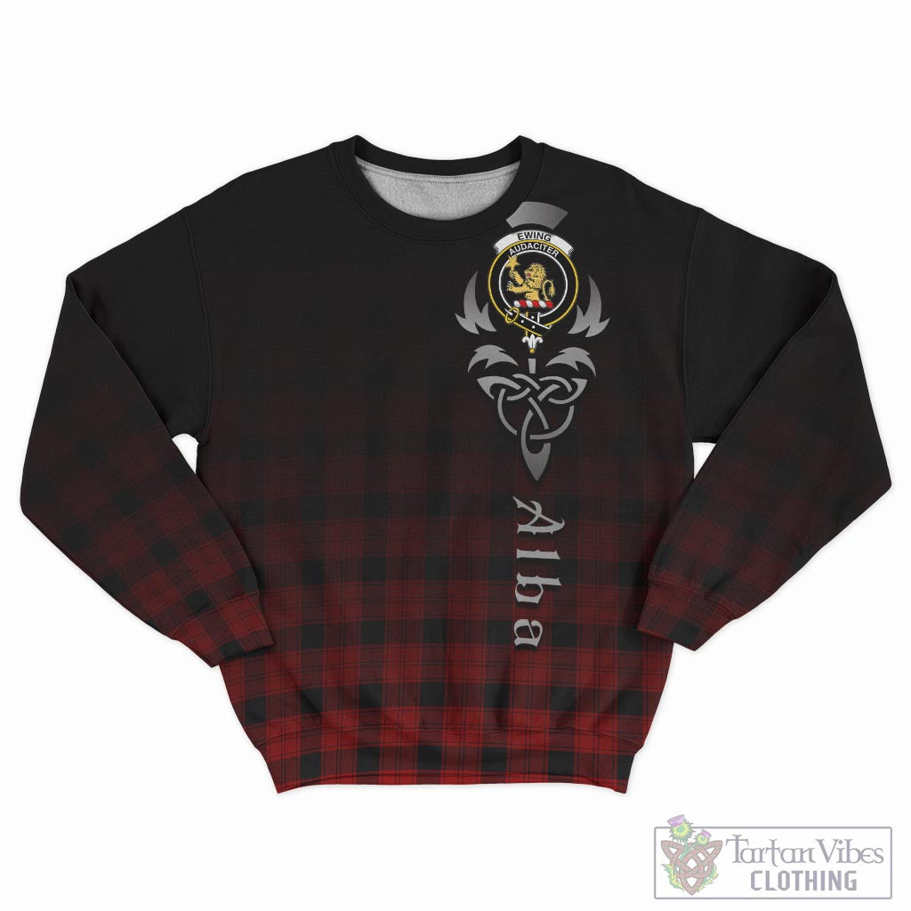 Tartan Vibes Clothing Ewing Tartan Sweatshirt Featuring Alba Gu Brath Family Crest Celtic Inspired