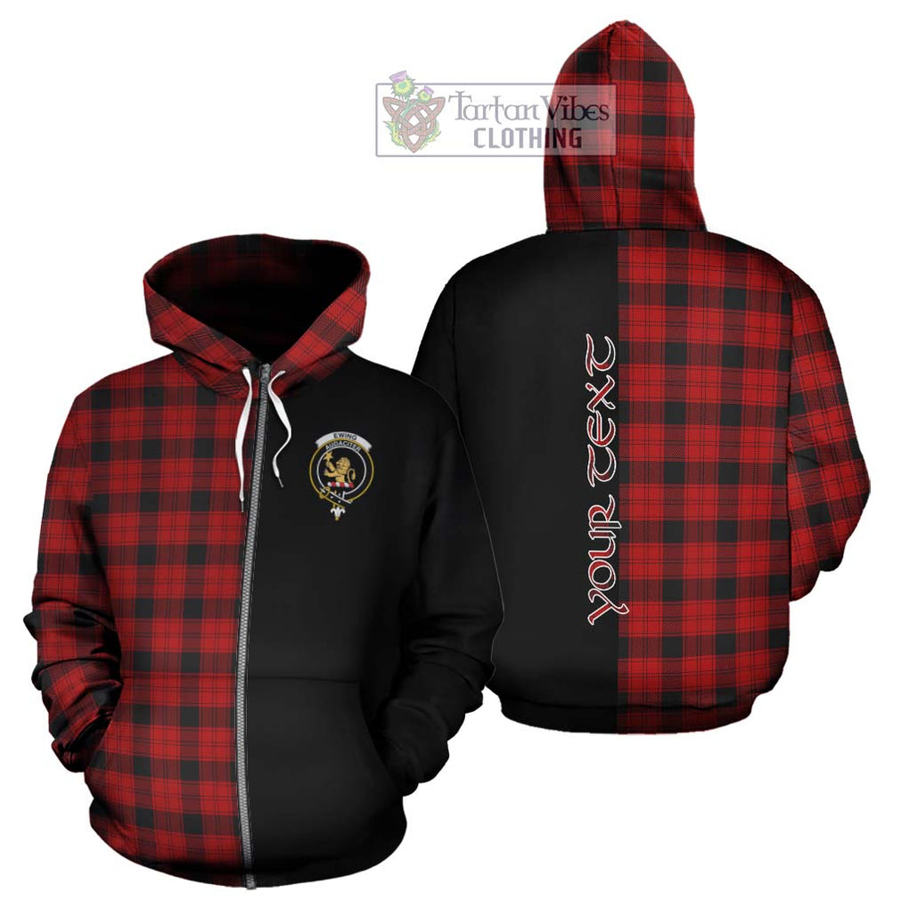 Ewing Tartan Hoodie with Family Crest and Half Of Me Style - Tartanvibesclothing Shop