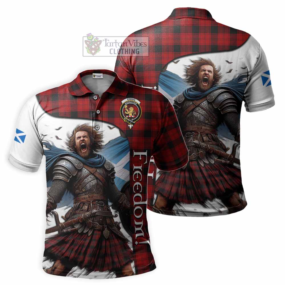 Tartan Vibes Clothing Ewing Crest Tartan Polo Shirt Inspired by the Freedom of Scottish Warrior