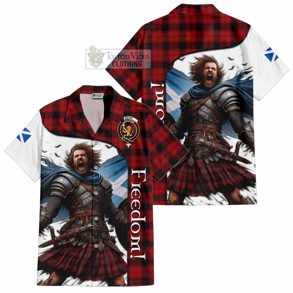 Tartan Vibes Clothing Ewing Crest Tartan Short Sleeve Button Shirt Inspired by the Freedom of Scottish Warrior