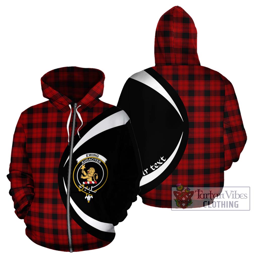 Tartan Vibes Clothing Ewing Tartan Hoodie with Family Crest Circle Style