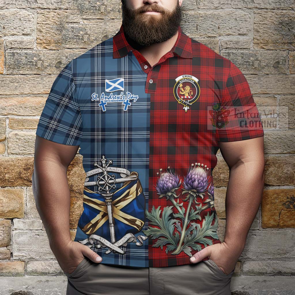 Tartan Vibes Clothing Ewing Tartan Polo Shirt Happy St. Andrew's Day Half Tartan Style