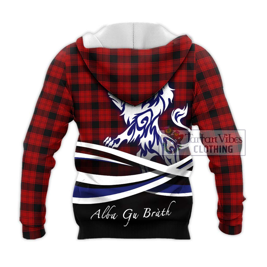 Ewing Tartan Knitted Hoodie with Alba Gu Brath Regal Lion Emblem - Tartanvibesclothing Shop