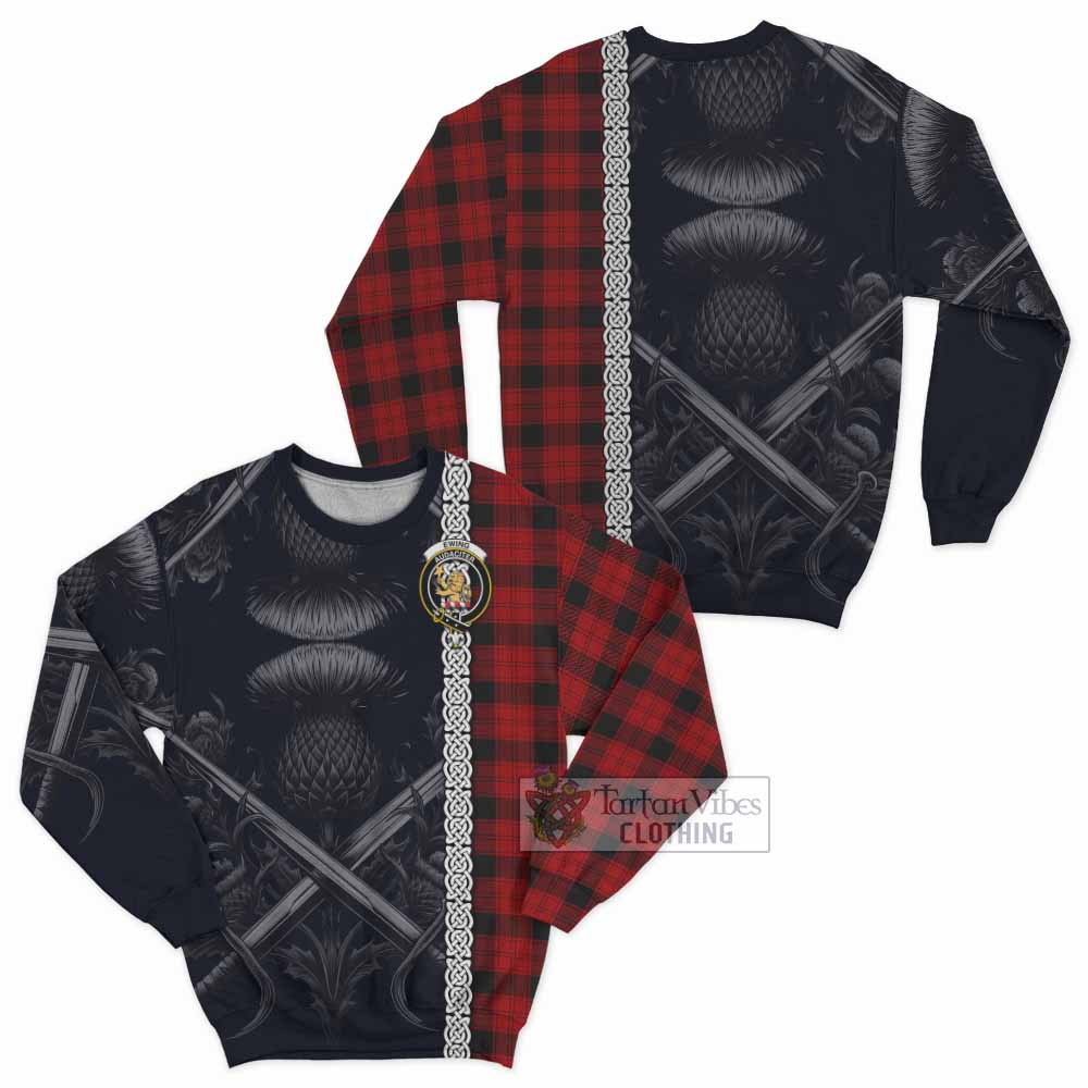 Tartan Vibes Clothing Ewing Tartan Sweatshirt with Family Crest Cross Sword Thistle Celtic Vibes