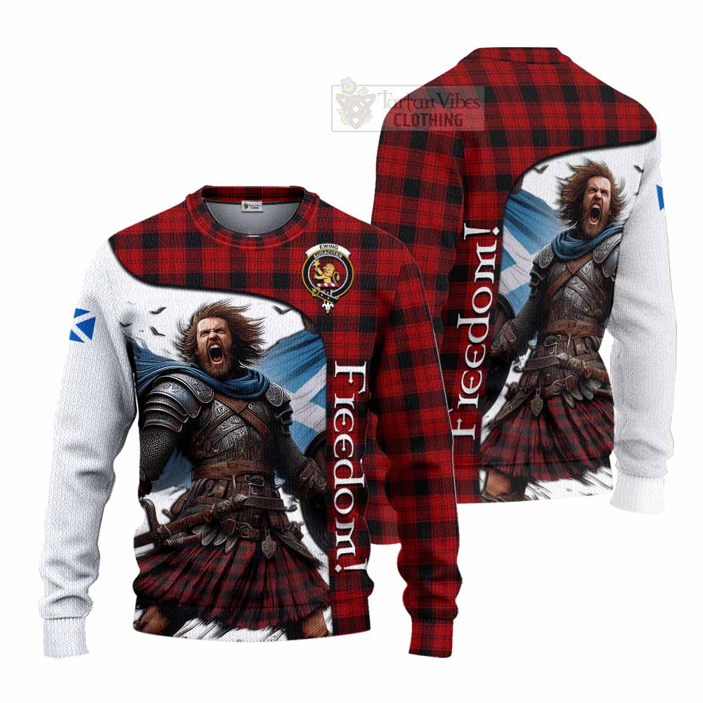 Tartan Vibes Clothing Ewing Crest Tartan Knitted Sweater Inspired by the Freedom of Scottish Warrior