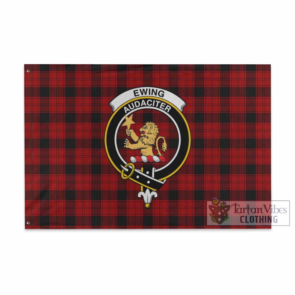 Tartan Vibes Clothing Ewing Tartan House Flag with Family Crest