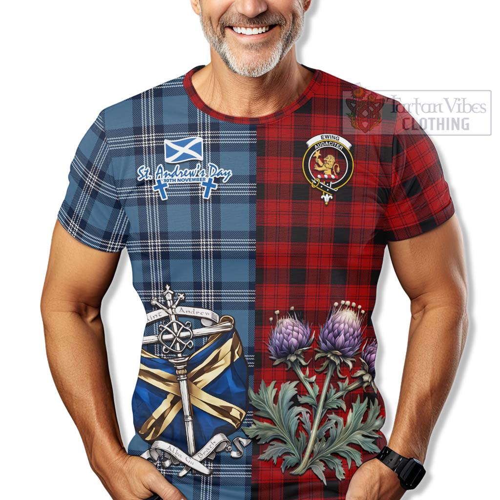 Tartan Vibes Clothing Ewing Tartan T-Shirt Happy St. Andrew's Day Half Tartan Style