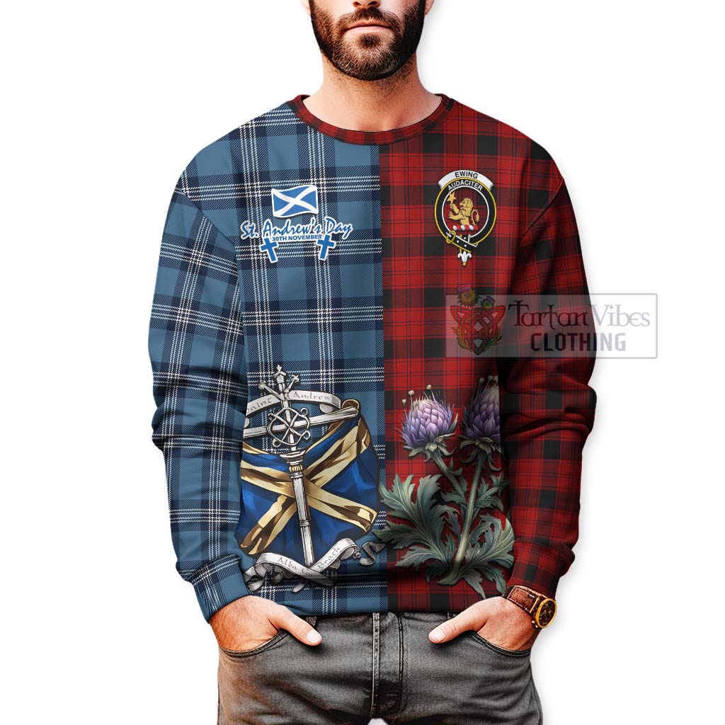 Tartan Vibes Clothing Ewing Tartan Sweatshirt Happy St. Andrew's Day Half Tartan Style