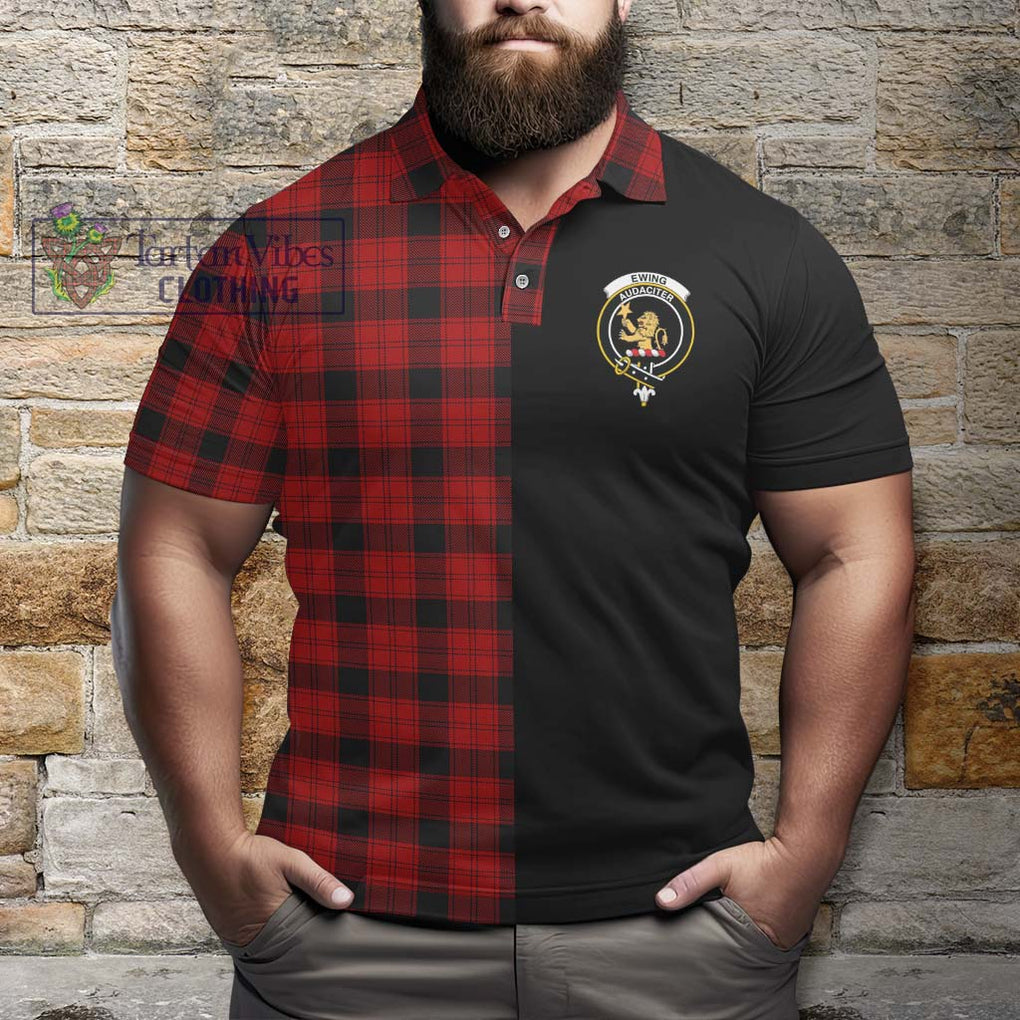 Ewing Tartan Polo Shirt with Family Crest and Half Of Me Style - Tartanvibesclothing Shop