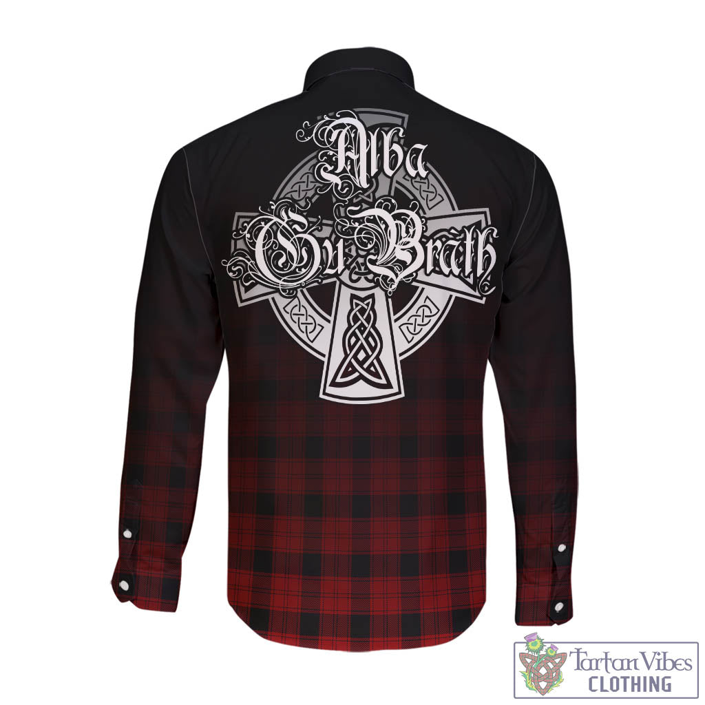 Tartan Vibes Clothing Ewing Tartan Long Sleeve Button Up Featuring Alba Gu Brath Family Crest Celtic Inspired