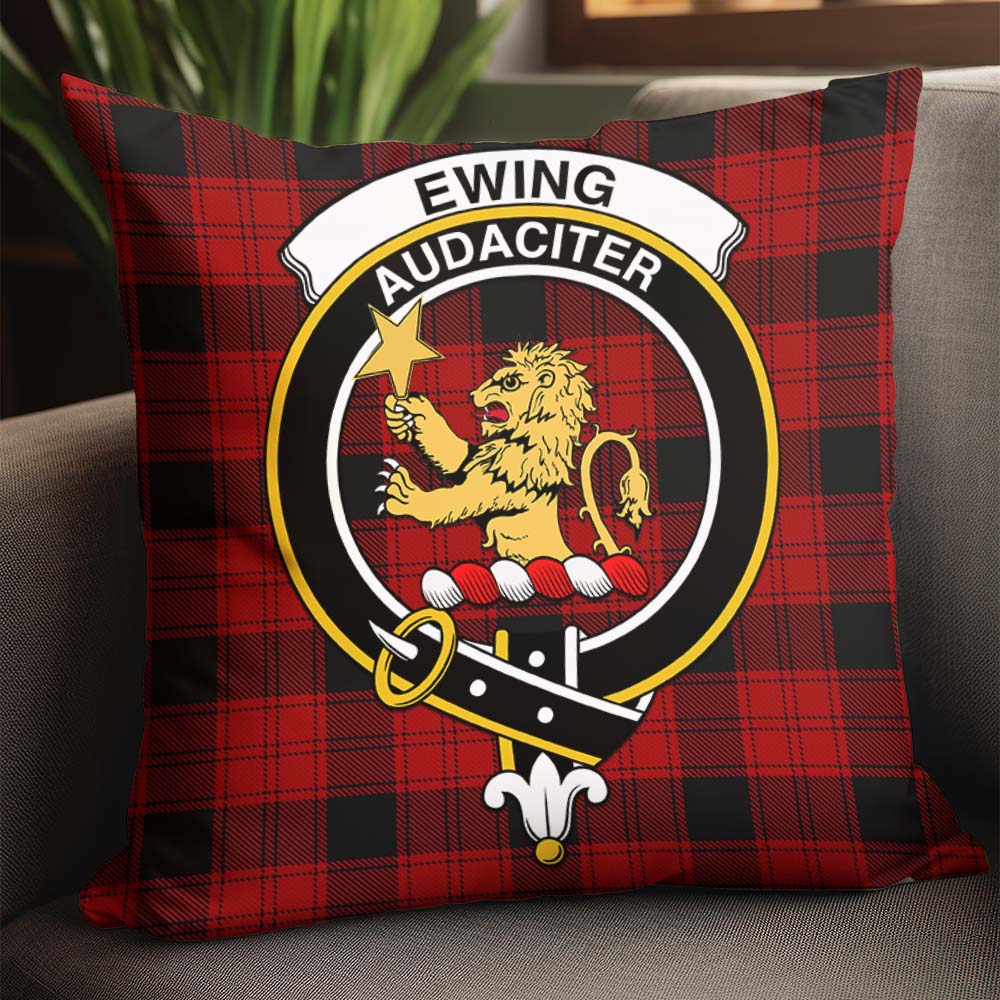 Ewing Tartan Pillow Cover with Family Crest - Tartanvibesclothing