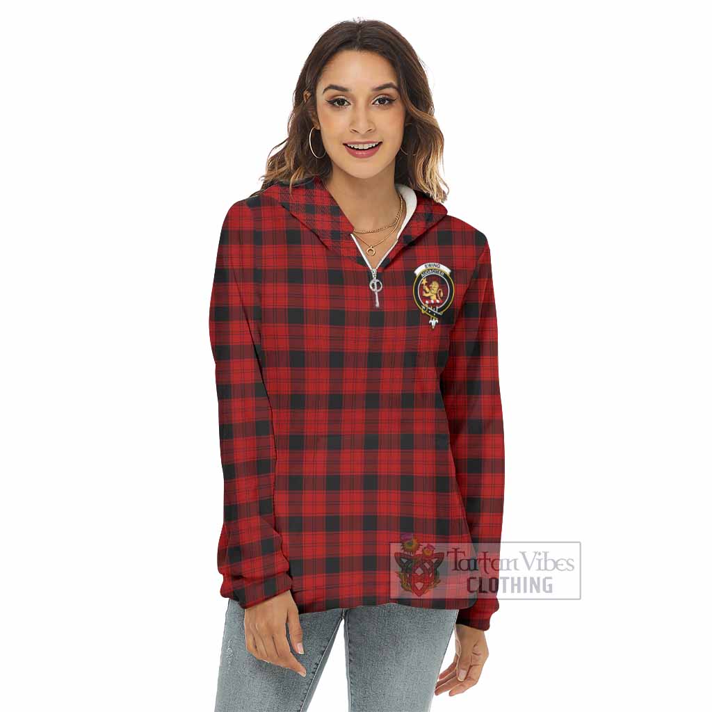 Tartan Vibes Clothing Ewing Tartan Crest Women's Borg  Half Zip Fleece Hoodie