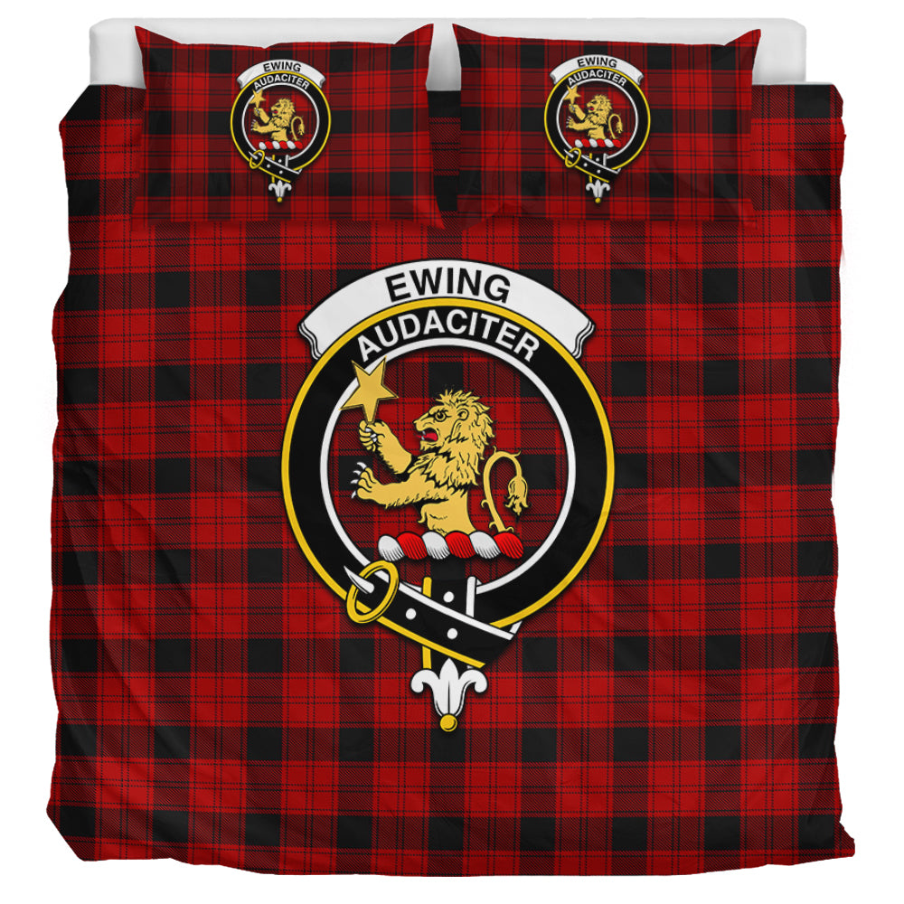 Ewing Tartan Bedding Set with Family Crest UK Bedding Set UK Super King 104*94 inch - Tartan Vibes Clothing