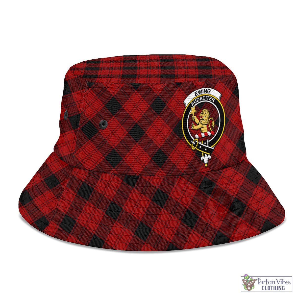 Tartan Vibes Clothing Ewing Tartan Bucket Hat with Family Crest