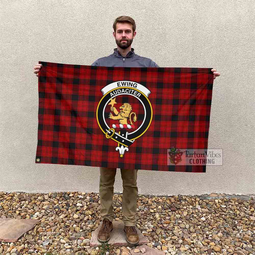 Tartan Vibes Clothing Ewing Tartan House Flag with Family Crest