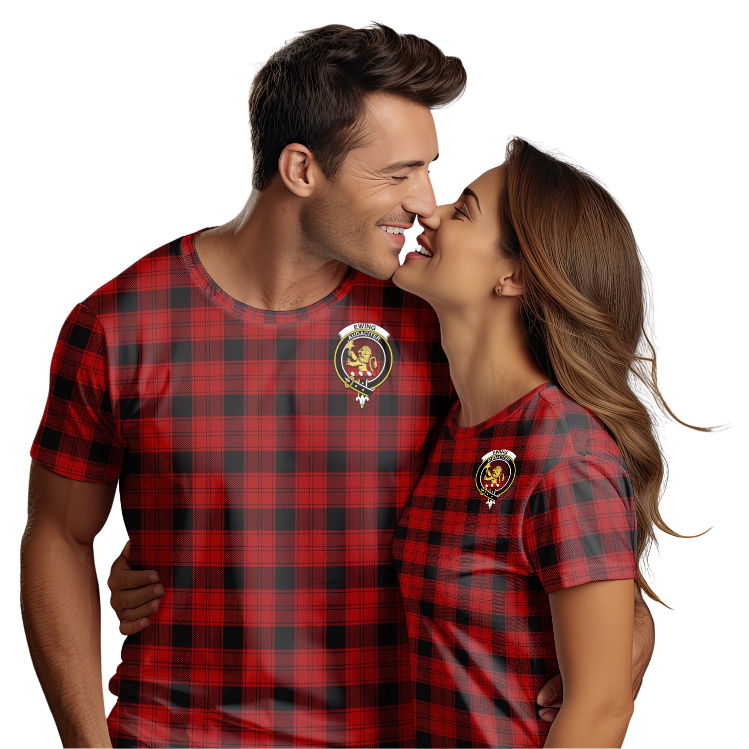 Ewing Tartan T-Shirt with Family Crest - Tartan Vibes Clothing