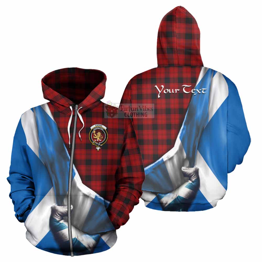 Tartan Vibes Clothing Ewing Tartan Hoodie with Family Crest Scotland Patriotic Style